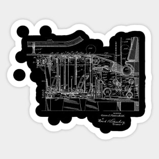 Automatic Bowling Machine Vintage Patent Drawing Sticker